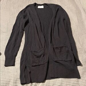 Black Open-Front Cardigan Sweater